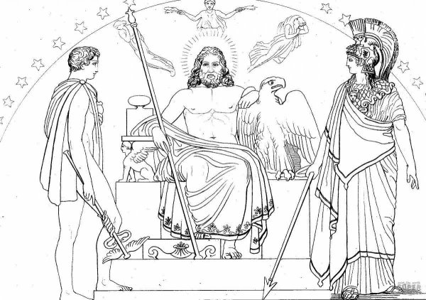 Зевс Бог древней Греции раскраска