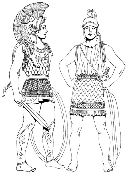 Костюмы воинов древней Греции