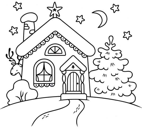 Дом Деда Мороза раскраска для детей