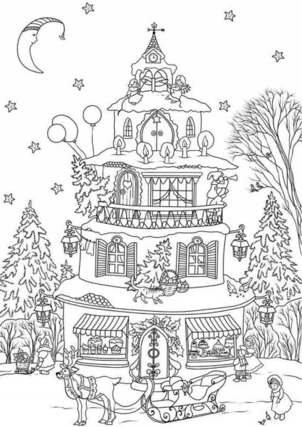 Сказочный дворец Деда Мороза рисование