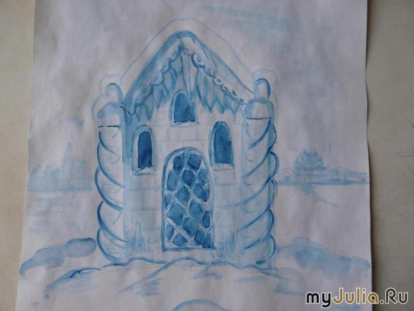 Рисование ледяной домик