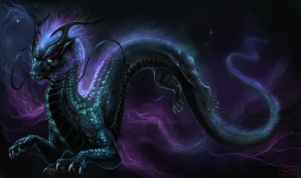 Черный змеевидный дракон