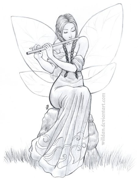 Рисунки фея с флейтой