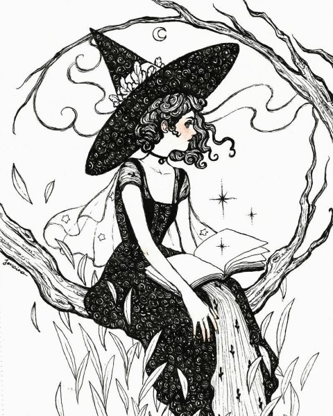 Иллюстрация гламурной ведьмы