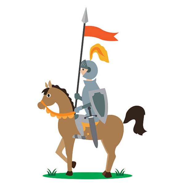 Рыцарь на коне на белом фоне