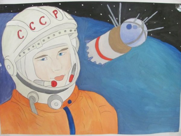 Рисунок на тему космонавтики