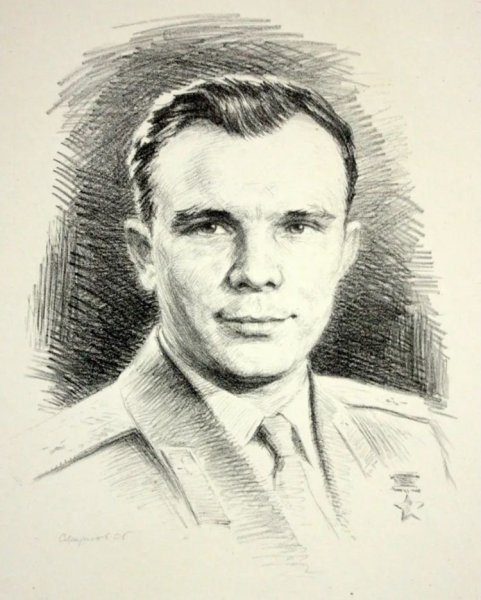 Карандашный портрет Юрия Гагарина