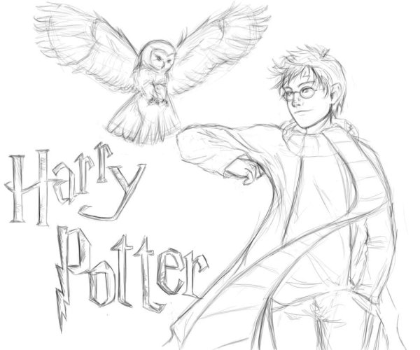 Рисунок по книге Гарри Поттер легкий