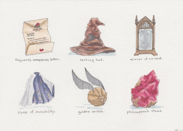 Волшебные предметы из Гарри Поттера для зарисовки