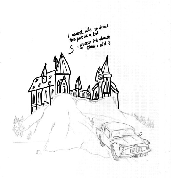 Раскраска Гарри Поттер замок Хогвартс