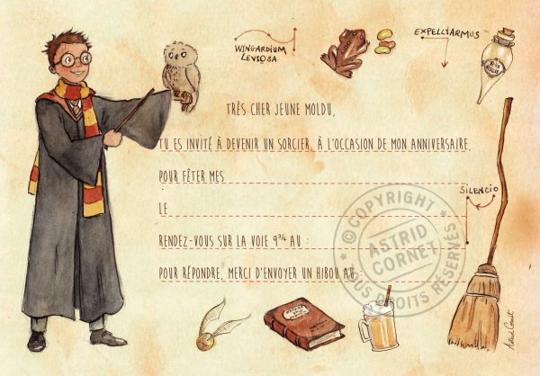 Пригласительная открытка Гарри Поттер