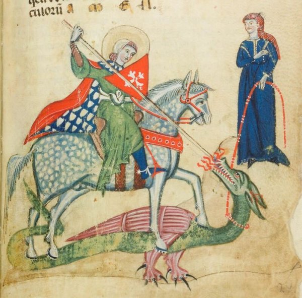 Средневековая миниатюра Георгий Победоносец