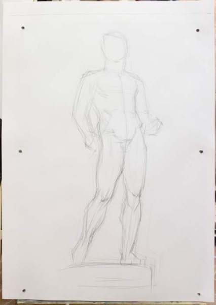 Академический рисунок гипсовой фигуры Геракла