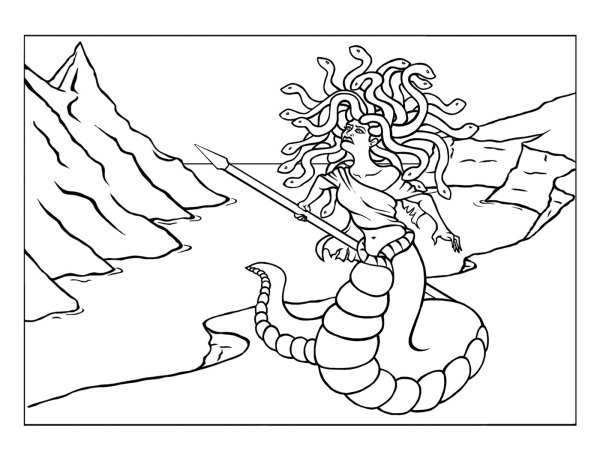 Персей и медуза Горгона раскраска для детей