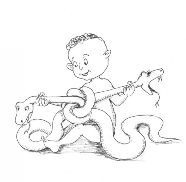 Маленький Геракл душит змей