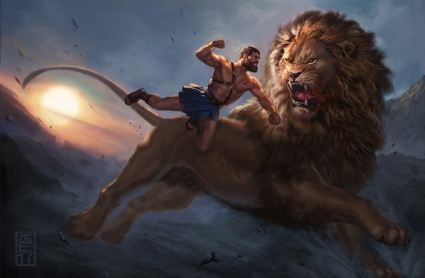 Рисунки геракл сражается со львом