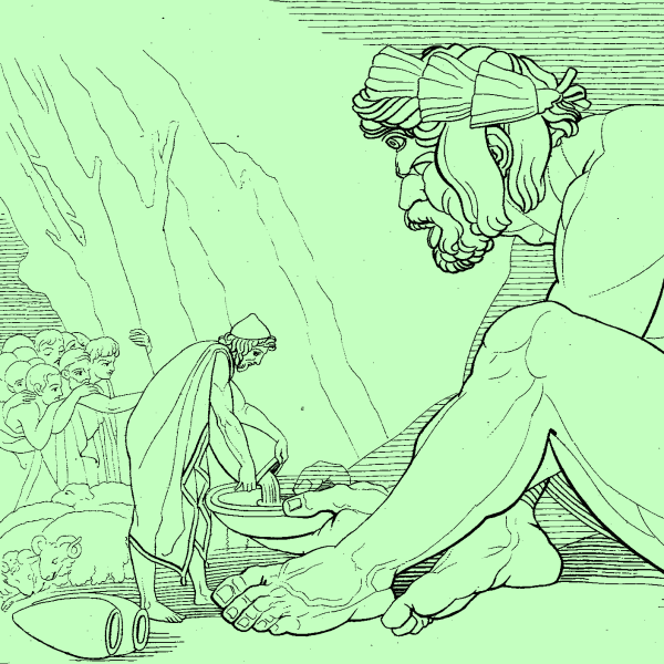 Одиссей на острове циклопов Полифем иллюстрация
