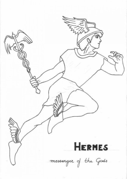 Гермес Бог древней Греции раскраска