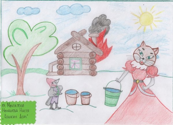 Иллюстрации к сказке Кошкин дом Маршака