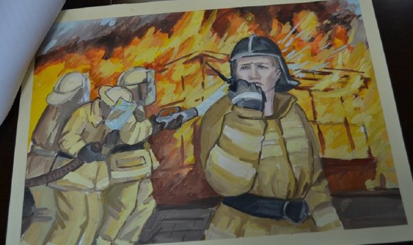 Пожарный спасатель рисунок