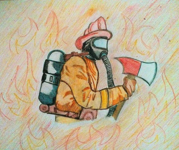 Нарисовать пожарного