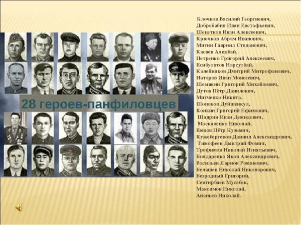 28 Панфиловцев имена и фамилии героев