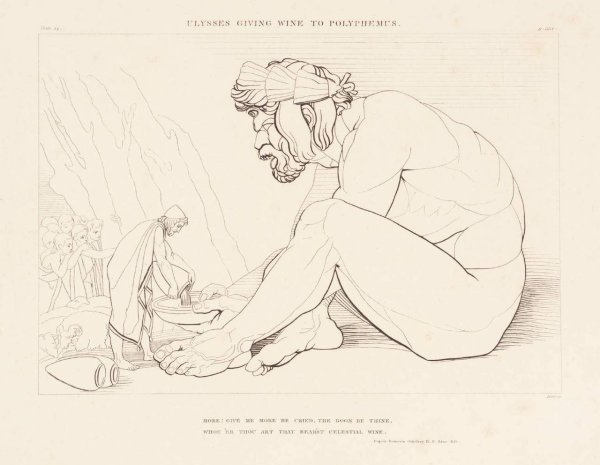 Иллюстрация Гомера Одиссея и Илиада Циклоп