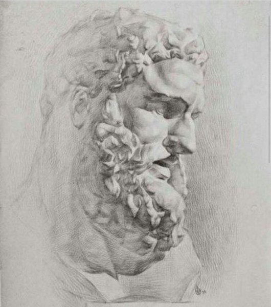 Рисунок гипсовой головы Антиноя