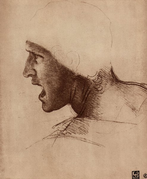 Леонардо да Винчи Этюд головы к битве при Ангиари