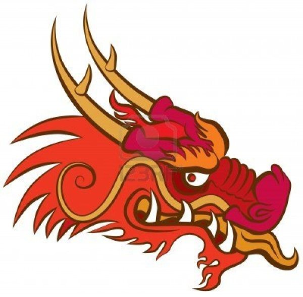 Голова китайского дракона вид сбоку