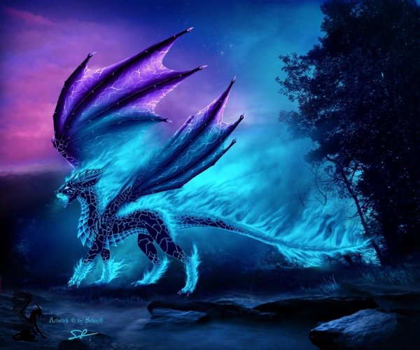 Рисунки голубой дракон