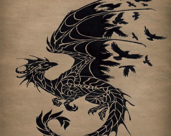 Трафарет дракона для тату