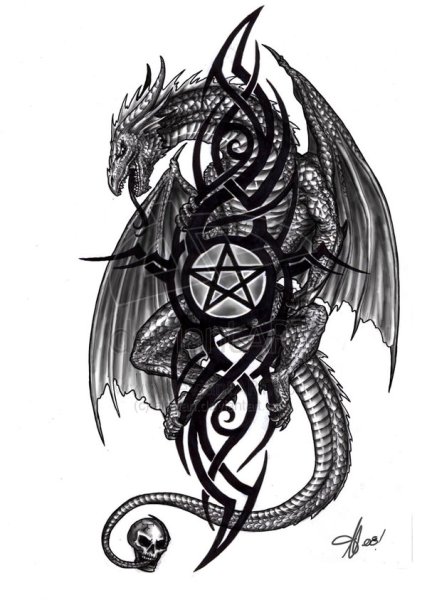 Кельтский дракон тату