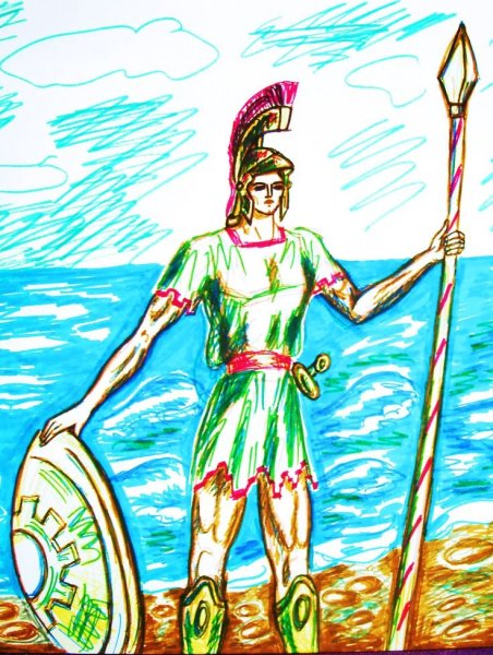 Ахилл герой древней Греции нарисовать
