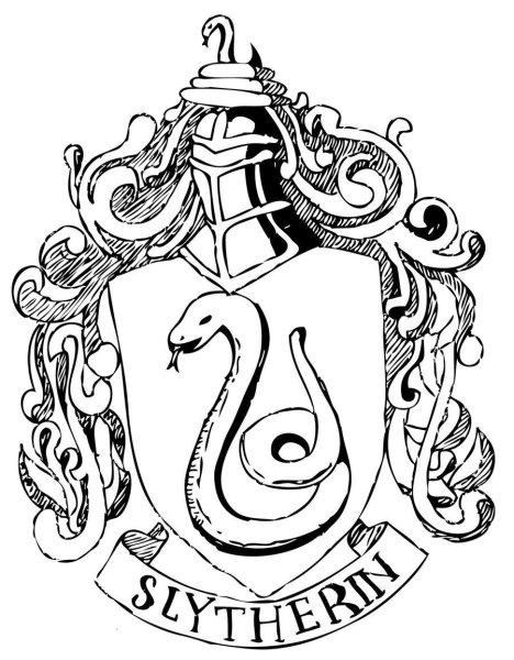 Гарри Поттер герб Слизерина раскраска