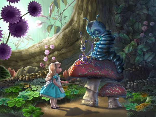 Алиса в стране чудес гусеница иллюстрации