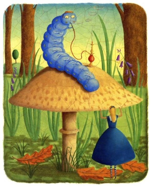 Гусеница на грибе из Алисы в стране чудес