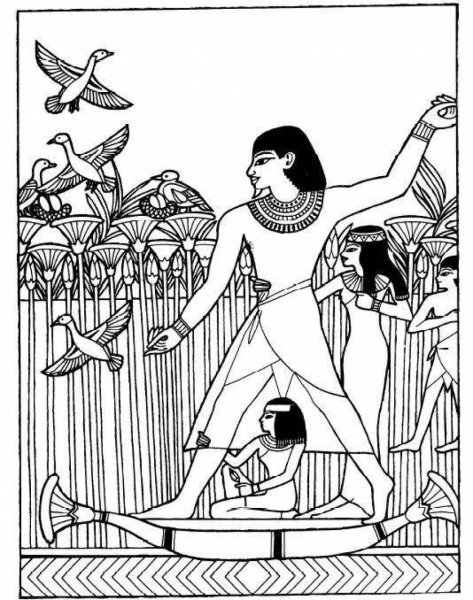 Роспись гробницы Египет черно белая
