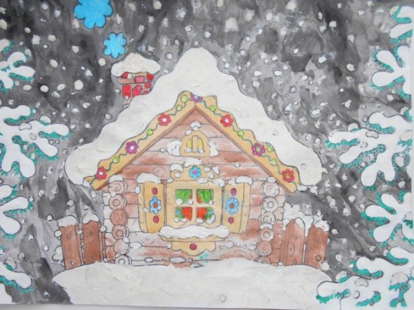 Рисование сказочных домиков для зимы
