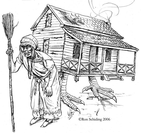 Баба Яга рисунок карандашом