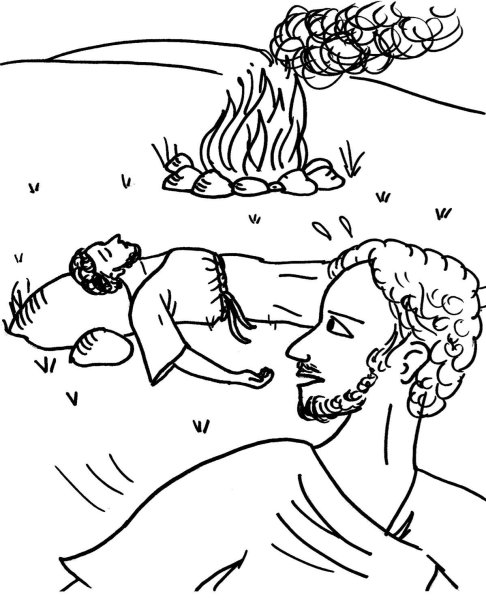 Каин убивает Авеля раскраска