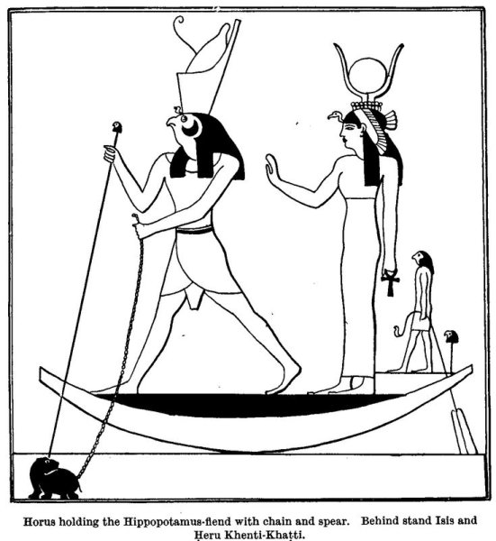 Бог Осирис в солнечной ладье древнего Египта
