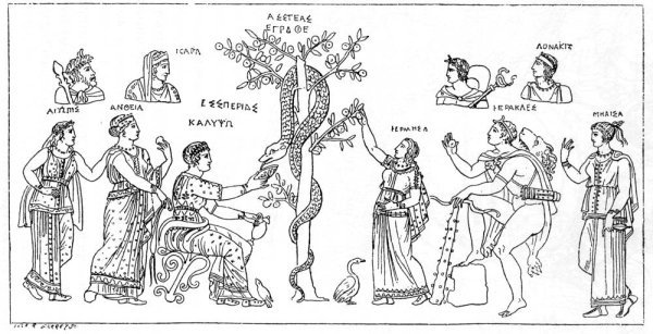 Геракл и сад Гесперид иллюстрации
