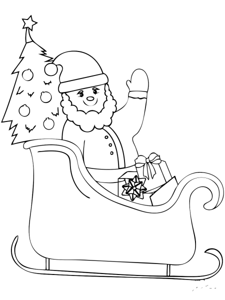 Сани Деда Мороза раскраска для детей