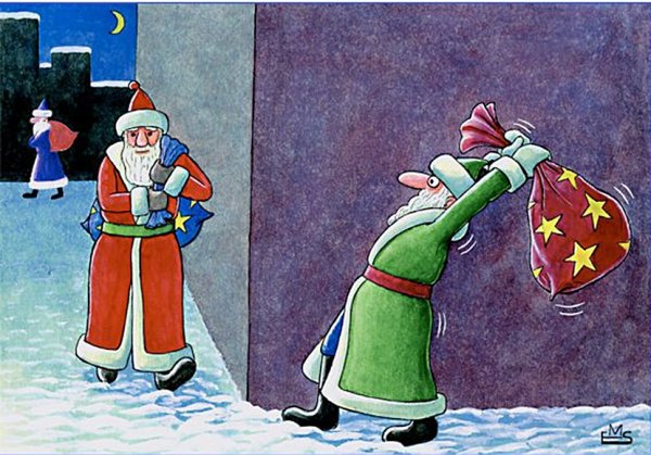 Карикатурный дед Мороз
