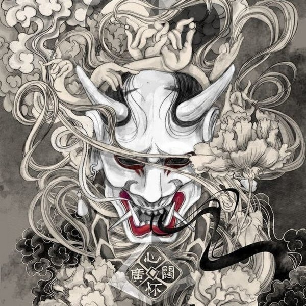 Японская маска демона самурая Ханья