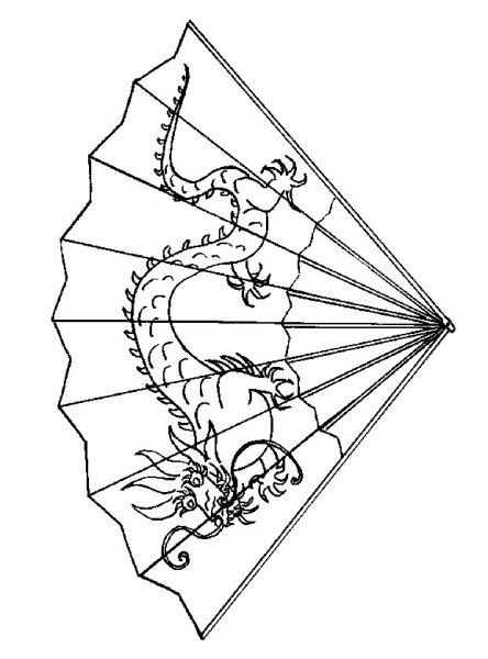 Веер с изображением дракона