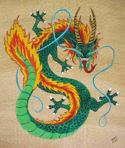 Китайский зеленый дракон Цинлун