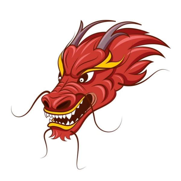 Морда китайский красный дракон