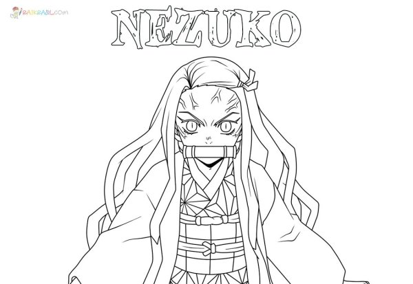 Раскраска Незуко из аниме клинок рассекающий демонов